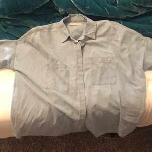 Light denim button down blouse
